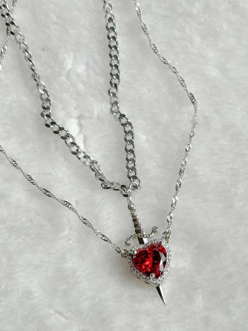 Heart Shaped Pendant Necklace Set, Fashion Jewelry for Party, Daily Clothing Decor, Trendy All-match & Exquisite Jewelry for Birthday Gift, Love Heart Necklace, Daily Wear Necklace