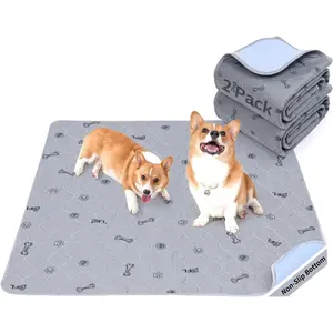 Washable Pee Pads  Dogs, 2Pack Reusable Puppy Pads, Absorbent Whelping Pads with Bone Print, Non-Slip Waterproof Pet Training Pads  Couch, Crate, Potty Training 18x24