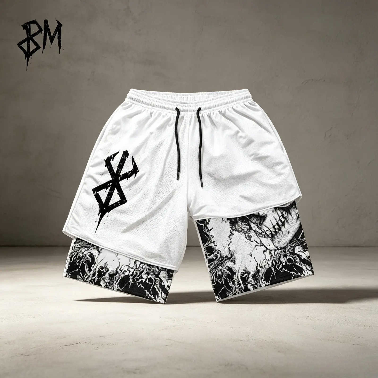 BOS Black & White Performance Shorts, Men's Athletic Workout Shorts, Lightweight Quick Dry Training Shorts, Stretch Sport Shorts for Gym Running Basketball Fitness Outdoor Activities, Casual Streetwear Activewear Bottoms, Summer Sportswear