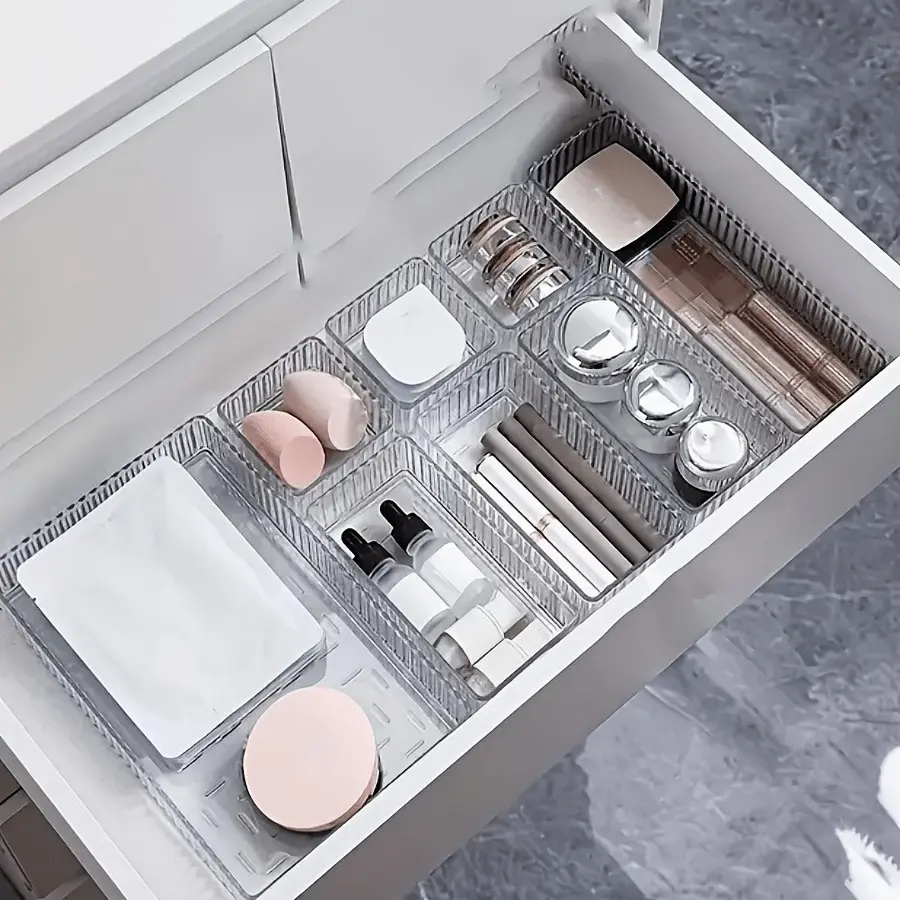 5-Piece Cosmetic Storage Box Set, Beauty Organizer, Desktop Drawer Organizer with Drawers and Divided Compartments, Desk Divider, Home Office Supplies Organizer