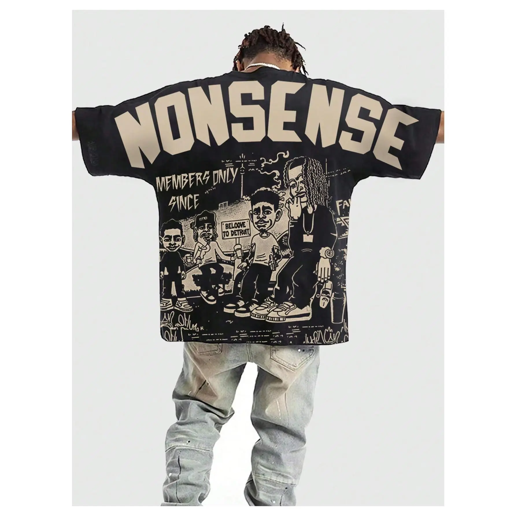 Men's T-Shirt Y2K Graphic Tees Short Sleeve Punk Summer Loose Top Streetwear
