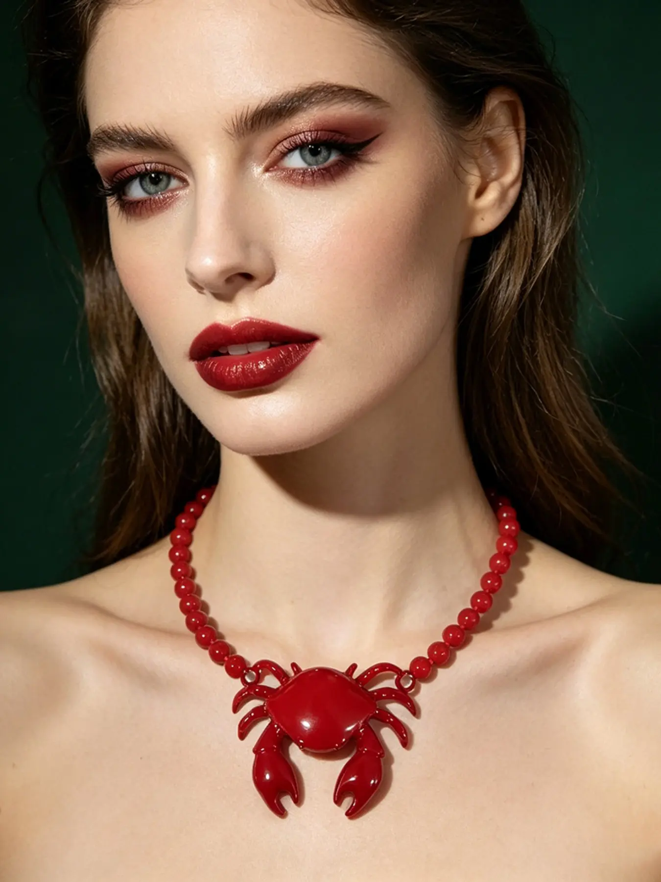Fashionable Handmade Beaded Crab Fish Pendant Necklace, Casual Daily Wear, Perfect for Parties and Vacations, Women's Necklace