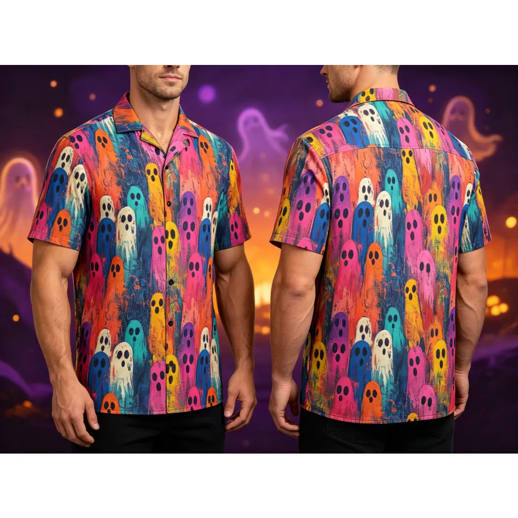 Colorful Ghost Shirt, Halloween Rainbow Shirt, Ghost Rainbow, Fun Halloween Shirt, Happy Halloween Hawaiian Shirt