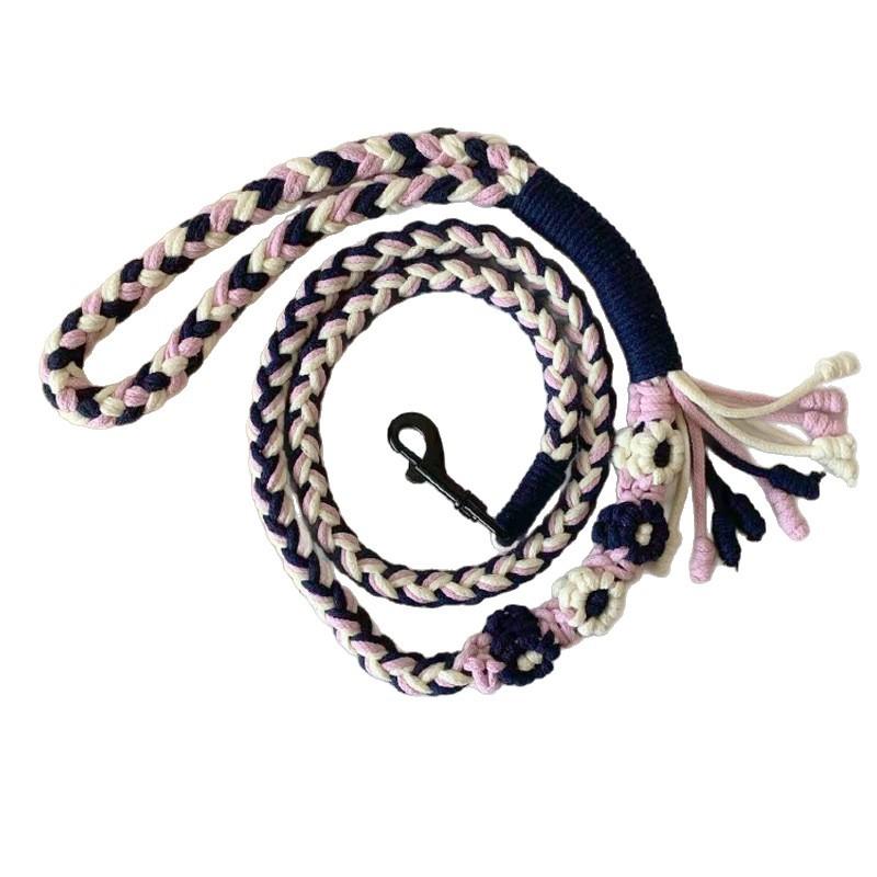 Universal Colorful Dog Leash - Handwoven Cotton Rope Lead for Small Medium Large Dogs - Heavy Duty & Soft Braided Pet Walking Leash - Creative Fashion Accessory for Outdoor Training