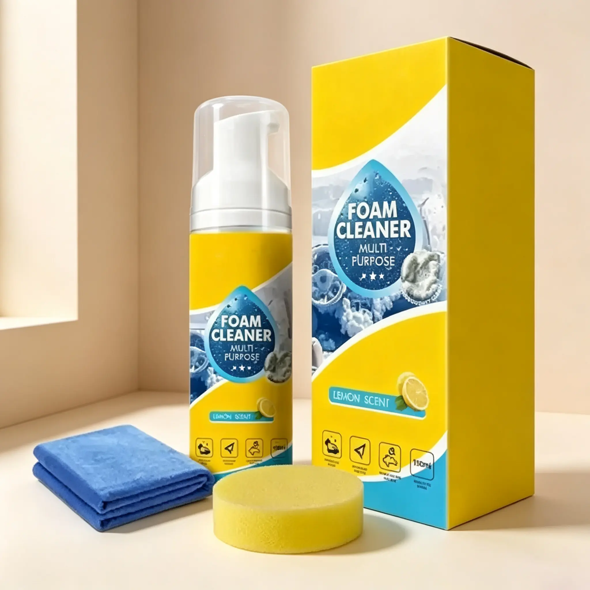 Rinse‑Free Foamy Care Liquid, Multi‑scene Foam‑Based Cleaner for Automobile Inner Space, Cooking‑area Grease, Restroom Wall Tile and Fabric Sofa, Net Capacity 5.07 fl oz (150ml)