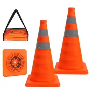Collapsible Orange 18 Inch 2 Pack Collapsible Safety Cones Pop-up Parking Traffic Cones Reflective Caution Cones for Sports Driving Training Parking Lot Road Risk Avoidance