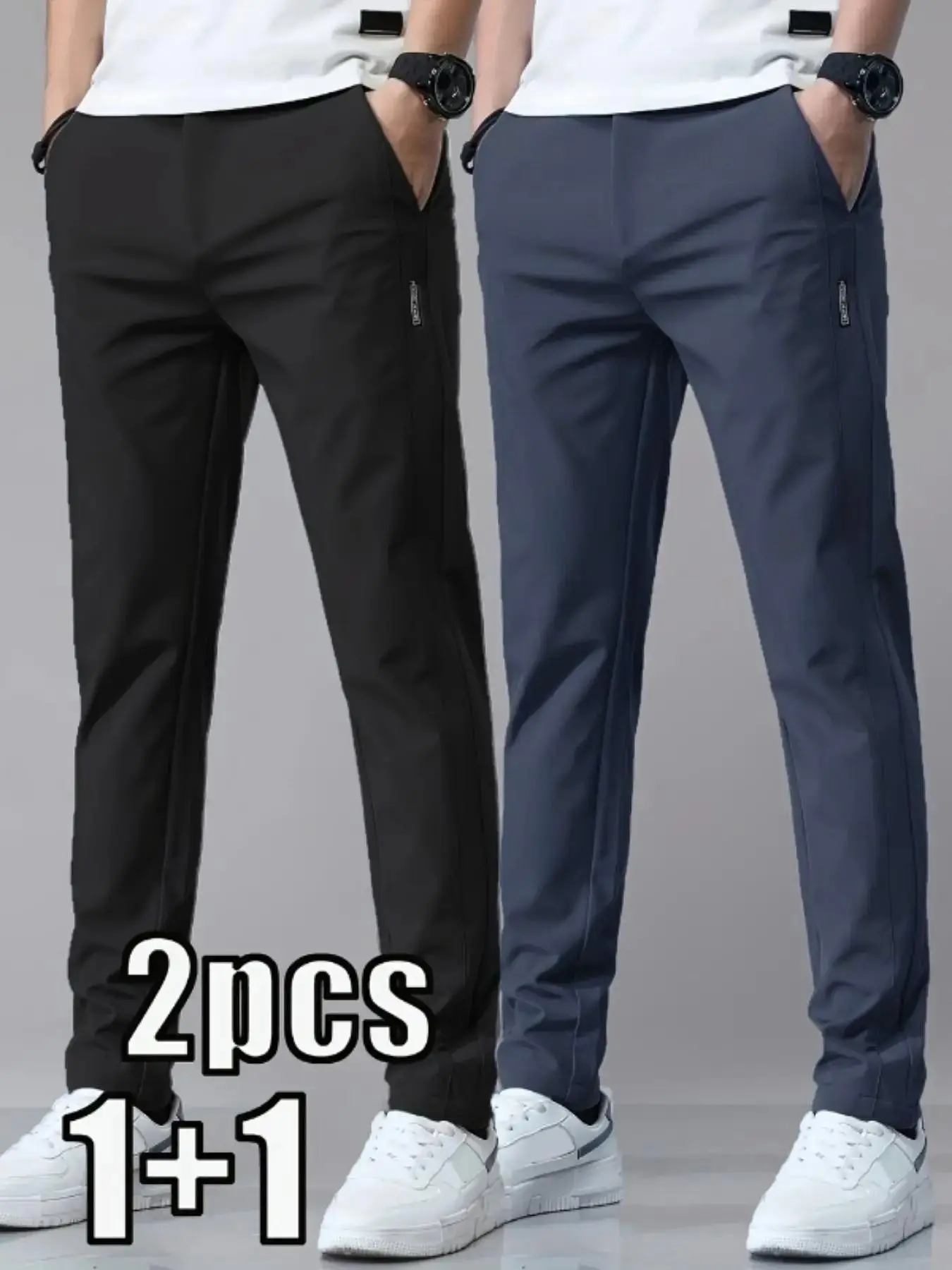 Men's Plain Casual Outdoor Sports Pants, Comfortable Regular Fit, Elastic Drawstring Waist, Long Pockets, All Seasons Wear