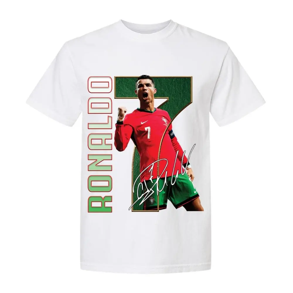 Retro Washed Cristiano Ronaldo CR7 Signature Graphic T-Shirt, Portugal National Team Soccer Football Fan Tee, Premium Heavyweight Cotton Loose Fit Streetwear Top, Trendy Sport Apparel For Game Day Daily Wear Party Birthday Gift For Men Women