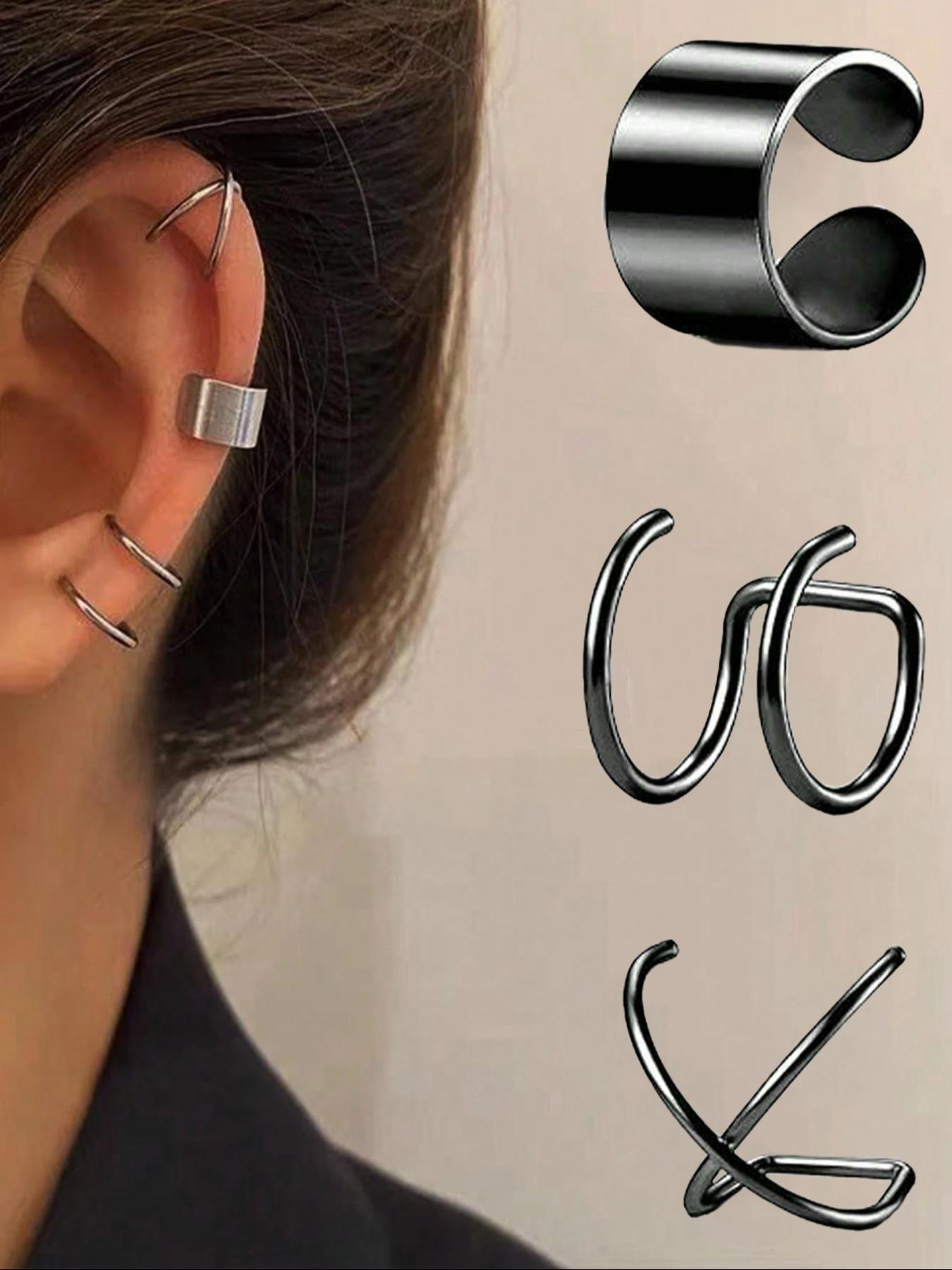 3 Pairs of Minimalist No-Pierce Clip-On Earrings, Unisex Stainless Steel Fashion Ear Plugs, Gender-Neutral Non-Piercing Accessories, Non Piercing Jewelry