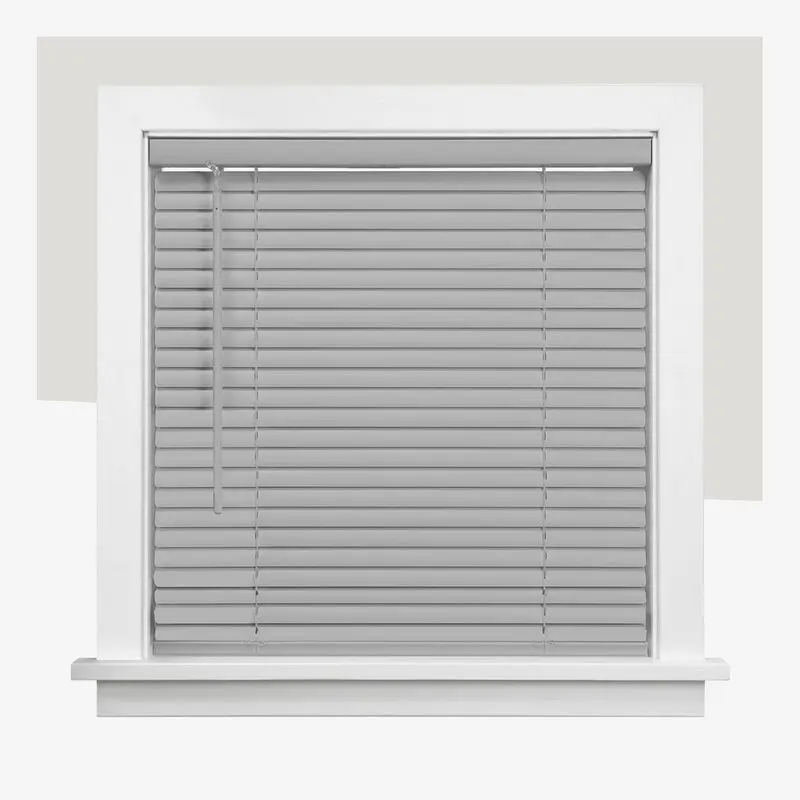 Cordless Mini Blinds for Indoor Windows, 35" W x 60" H, Gray Vinyl 1" Slats with Tilt Wand, Light Filtering to Room Darkening, Moisture-Resistant, Child-Safe, Screw-Mount Installation