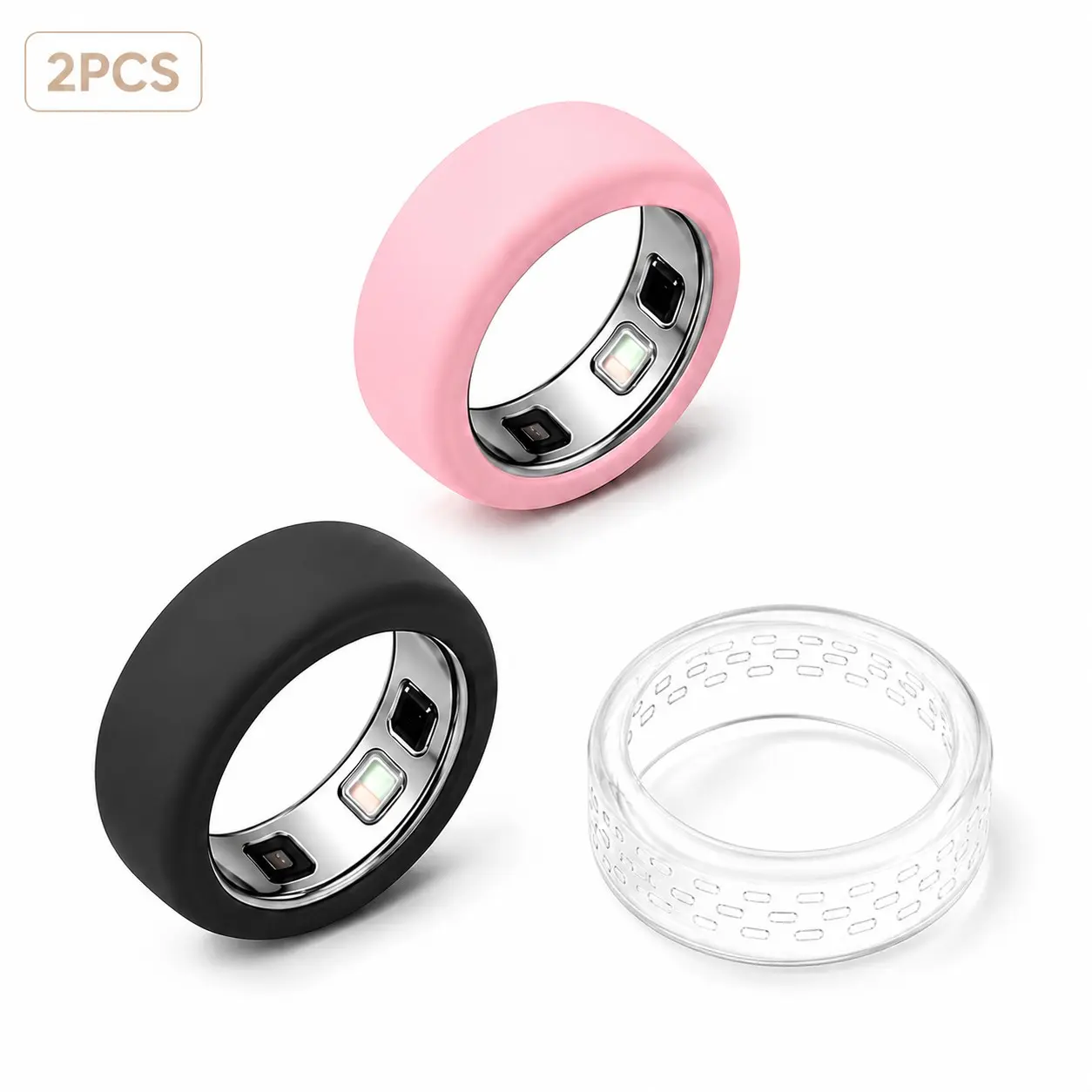 2-Pack Silicone Ring Protector for Oura Ring 5, Soft Anti-Scratch Smart Ring Cover Sleeve, Lightweight Comfortable Protective Band for Everyday Wear, Silicone Shield
