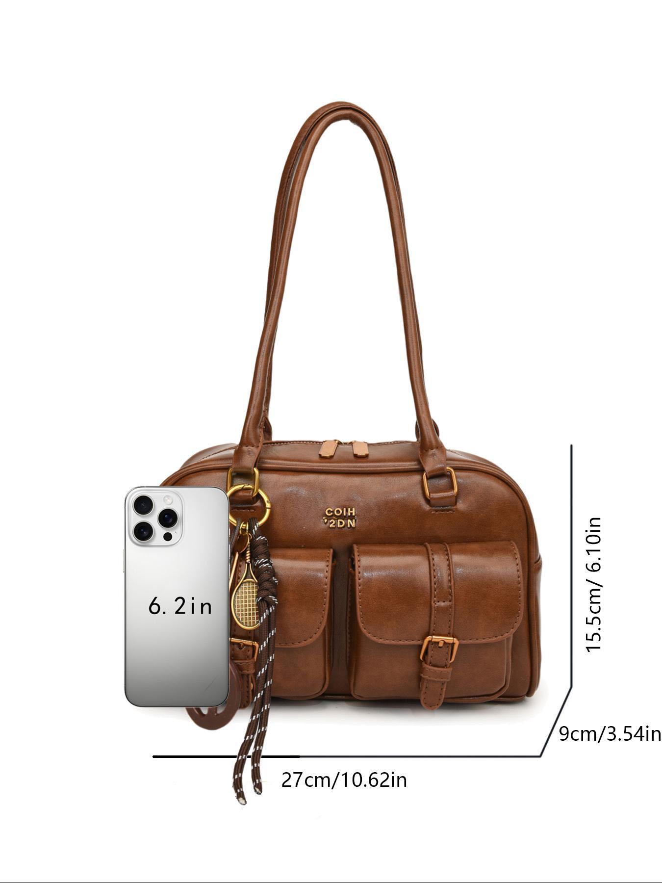 Women's Elegant Solid Color Shoulder Bag, Fashionable PU Leather Bag for Daily Use, Casual Versatile High-quality Daily Commuting Bag, Crossbody Shoulder Bag