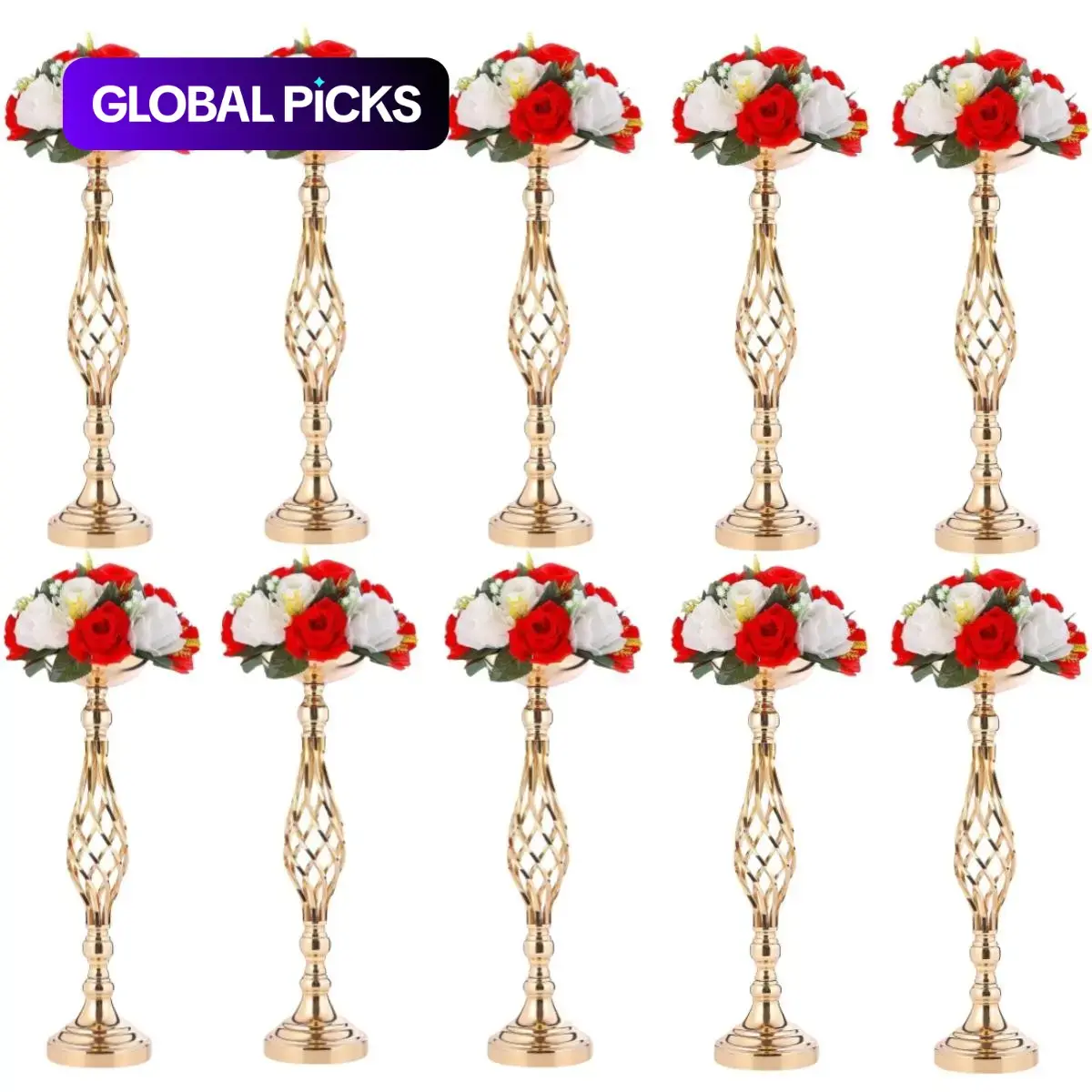 10 Modern Metal Vases, Wedding Centerpiece Decor, Decorative Centerpiece, Adjustable Height Flower Buckets, Floral Arrangements, Home & Party Decoration, Home Centerpieces #GLOBAL PICKS