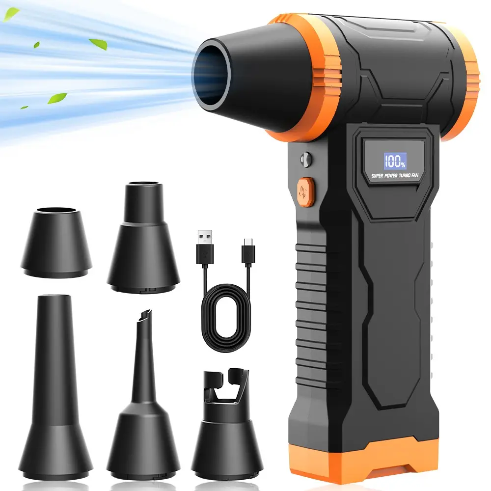 One piece of Handheld High-Speed Turbine Fan  Air Duster, Inflatable Function, Brushless Motor and Rechargeable  Dual colors housing Multi-Functions Electronic Duster