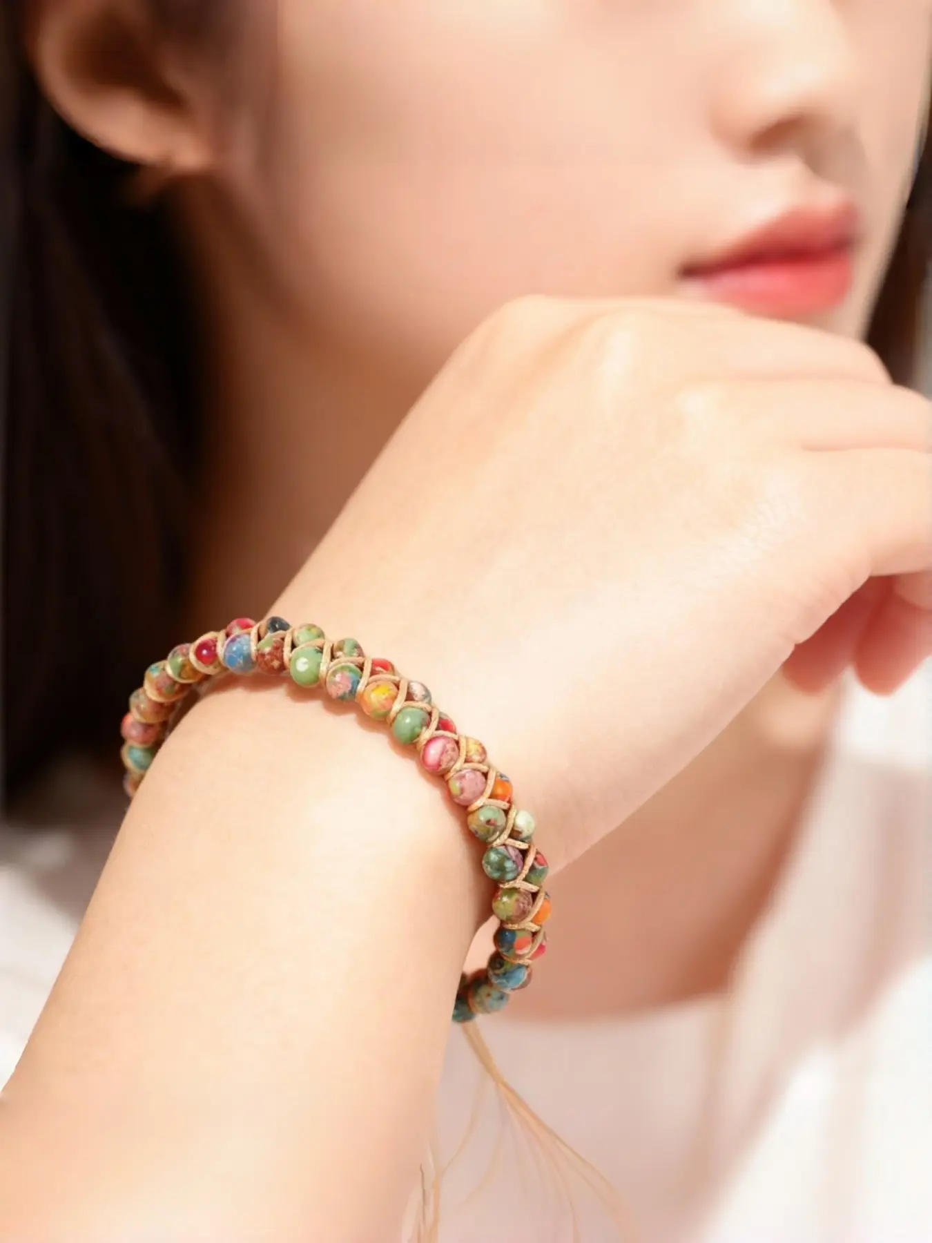 Natural Lapis Lazuli Crystal Anklet, Seven Chakra Handwoven Bracelet, Exquisite Bracelet, Symbolizes Happiness and Good Luck, Spiritual Jewelry Gift, High Quality Bracelet