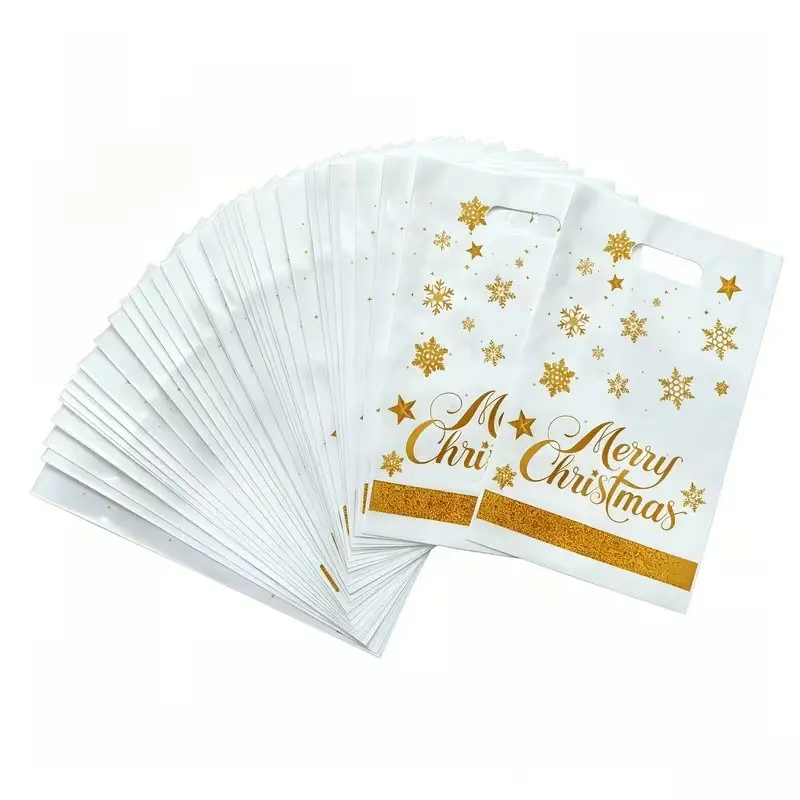 Sector Wave Edge Thank-You Gift Bag, Gold Foil Text, Durable PP Material, Ideal for Weddings, Baby Showers, Birthday Parties