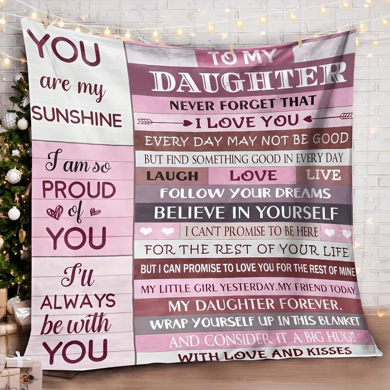 Flannel Blanket for Daughter – Heartfelt to My Daughter Letter Design with Inspirational Messages, Soft & Cozy Multi-Purpose Throw for Sofa, Bed, Office, or Camping, All-Season Gift Blanket, Blanket-280GSM Flannel Blanket for Daughter – Heartfelt to My Daughter Letter Design with Inspirational Messages, Soft & Cozy Multi-Purpose Throw for Sofa, Bed, Office, or Camping, All-Season Gift Blanket, Blanket-280GSM
