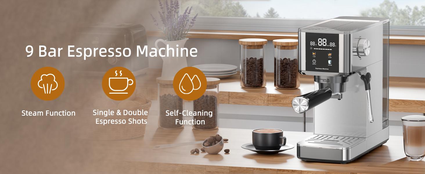 Kismile Espresso Machine 20 Bar, 3-Second Heat for Rapid Cold Brew, Built-in Steam Wand for Lattes, Touch Screen, 40oz Tank, Gift for Coffee Lovers
