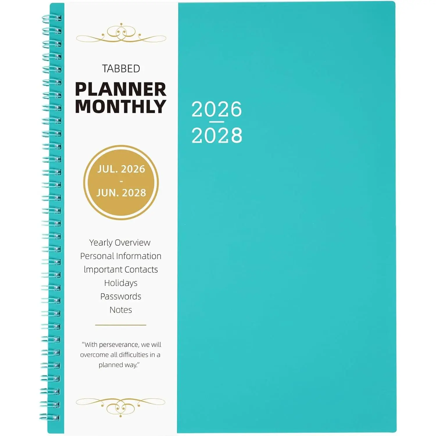 2026-2028 Monthly Planner 9" x 11", 24 Months, July 2026 to June 2028 | Inner Pocket, Coated Tabs, Large Writing Space, for  Office Desk,  Cover, Thick Paper, Clear Monthly Overview