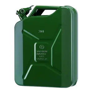 Military Green 20L (5.3 Gallon) Steel Fuel Can, Cold-Rolled Steel, Leakproof, with Spout and Handle