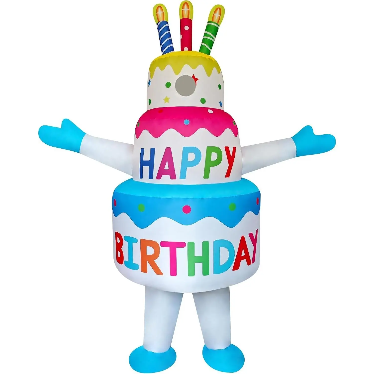 Inflatable Birthday Cake Costume for Adults - Funny Blow-Up Suit Cosplay for Halloween Christmas Birthday Party(Gift)