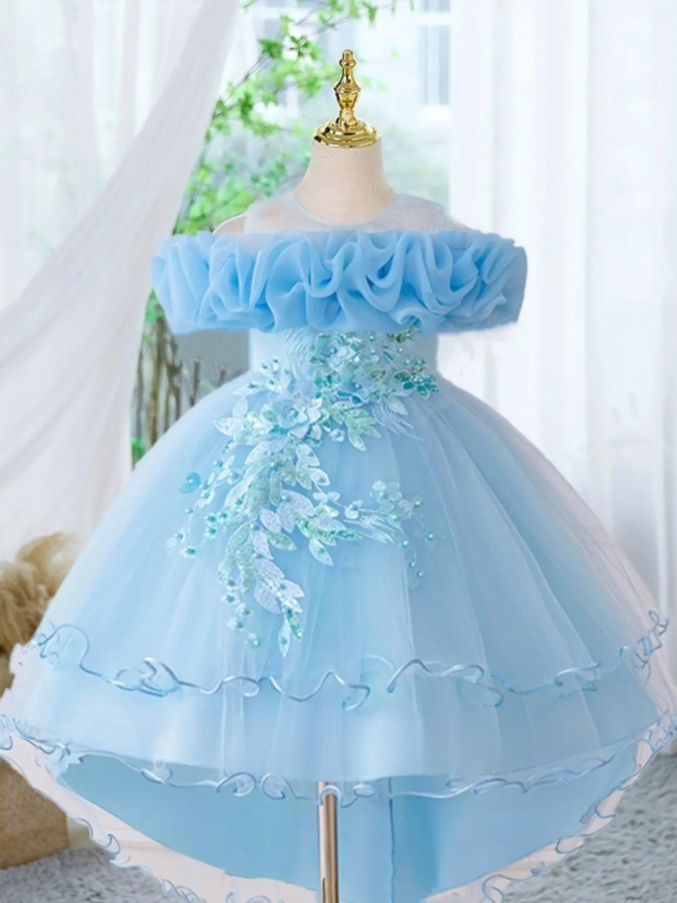 Tween Girl Shiny Sequin Multi-Layer Tulle Prom Party Dress Bridesmaid  Graduation Wedding Princess Dress For Four Seasons Floral Embroidery Dress  Floral Dresses - TikTok Shop
