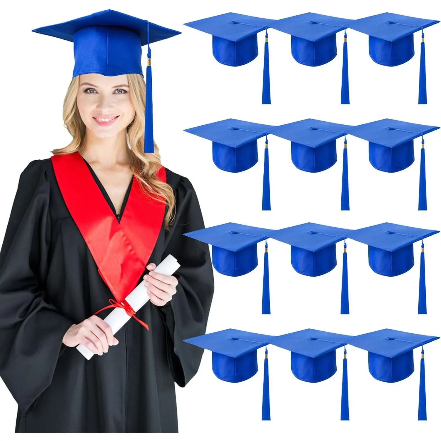 24 count Unisex Matte Graduation Caps Hats with Tassel Adjustable Graduation Hat 2026 Grad Caps for Grad Supplies