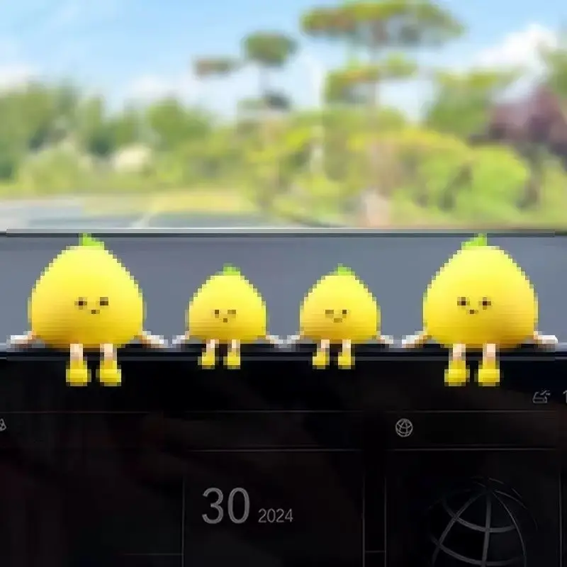 4pcs Citrus Lemon Car Dashboard Decor, Creative Cute Interior Accessories, Relaxing Fun Design, Automotive Ornament Set