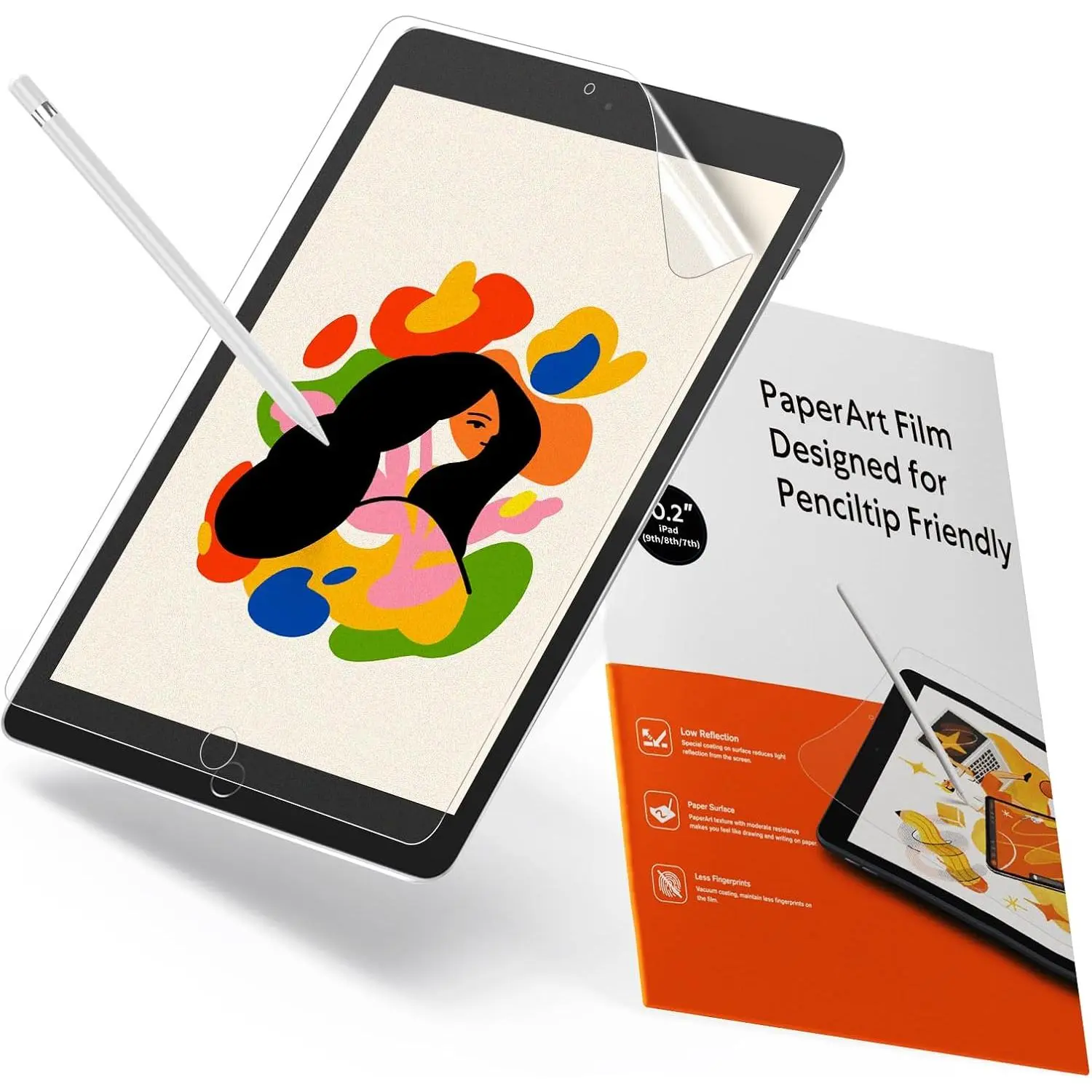 2 Pack Paperfeel Screen Protector for iPad 10.2 Inch 9th/8th/7th | 2021-2019, Draw and Write as Real Paper, Anti Glare, Matte Film, Compatible with  Pencil,  Sensitivity