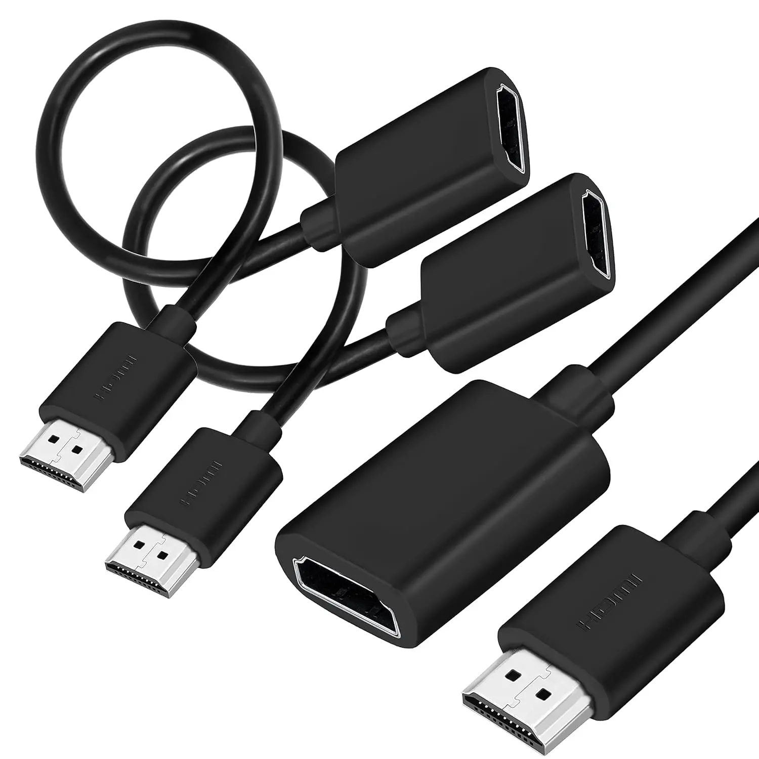 2 Pack 19 Pin Male to Female HDMI Extension Cable Support 4K 1080P HDMI Extender Adapter Converter Compatible for TV Stick DVD HDTV LCD HD TV – (1FT, Black)