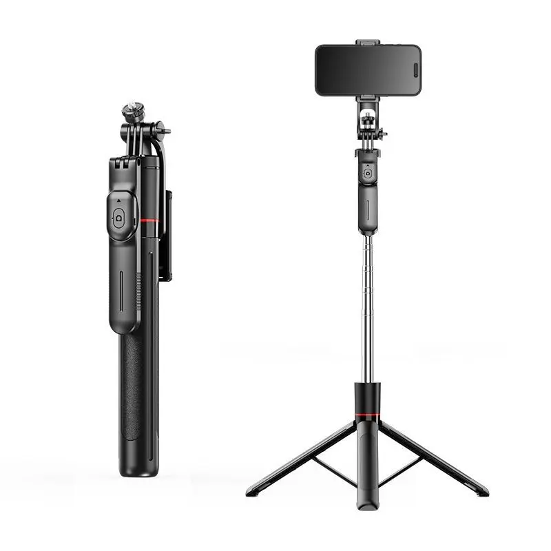 67 inch tripod with light, no need for APP mobile phone camera tripod stand 360 degree rotation selfie stick follows your movements through remote control, used for content creator Vlog live streaming