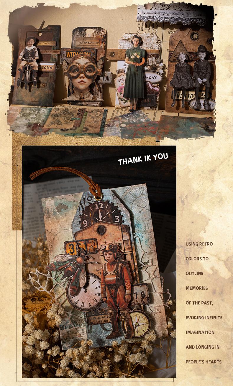 220 sheets/set, retro material pack, character theme, hard cardboard and light paper materials, creative DIY materials, handbooks and handmade materials.