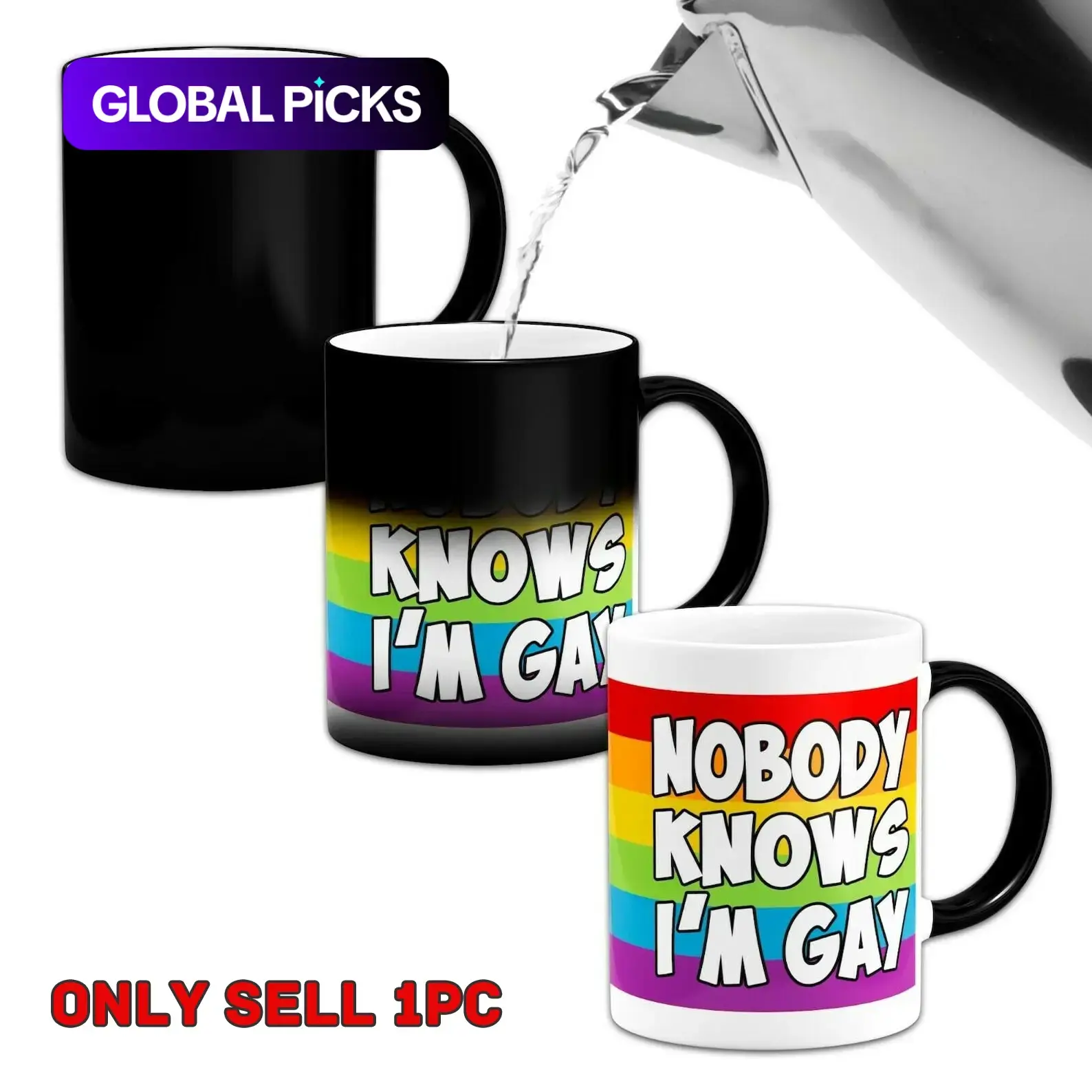 I'm Gay Mug, Funny Novelty Coffee Mug, Ceramic Mugs, Color-Changing Ceramic Cup, Reusable Drinkware Gift for Coffee Lovers & Cup Collectors #GLOBAL PICKS