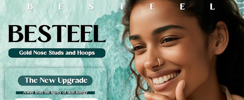 BESTEEL 14K Gold Plated Nose Ring Studs 20G Nose Rings Hoops Stud 316L Stainless Steel Nose Rings Round CZ Heart Simulated Diamond L Shaped Nose Stud Hypoallergenic Nostril Piercing Jewelry for Women Men 10Pcs