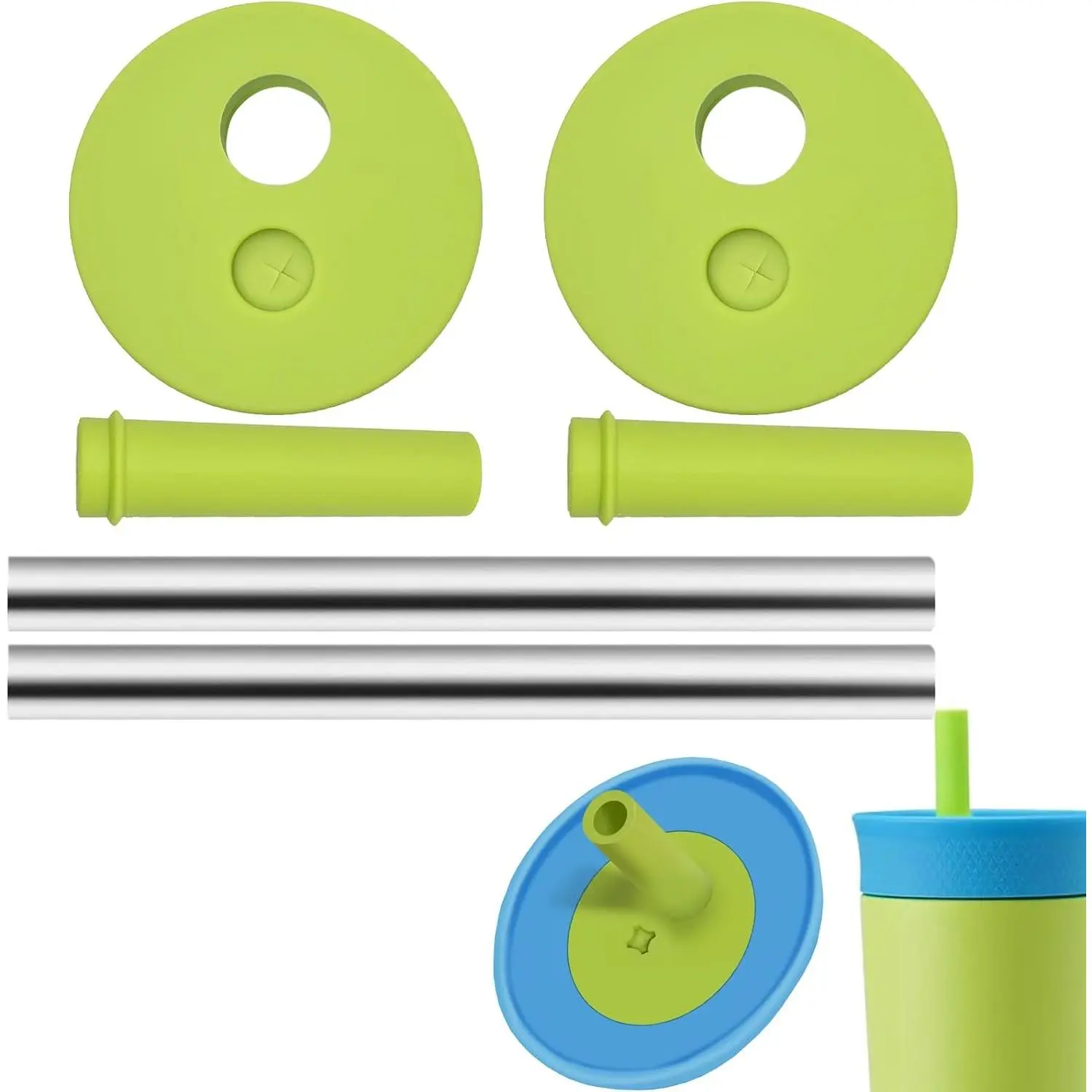 6 Packs   Straw for   Water Bottle & Tumbler,   Grade Stainless Steel Straw,  Water Bottle   Green