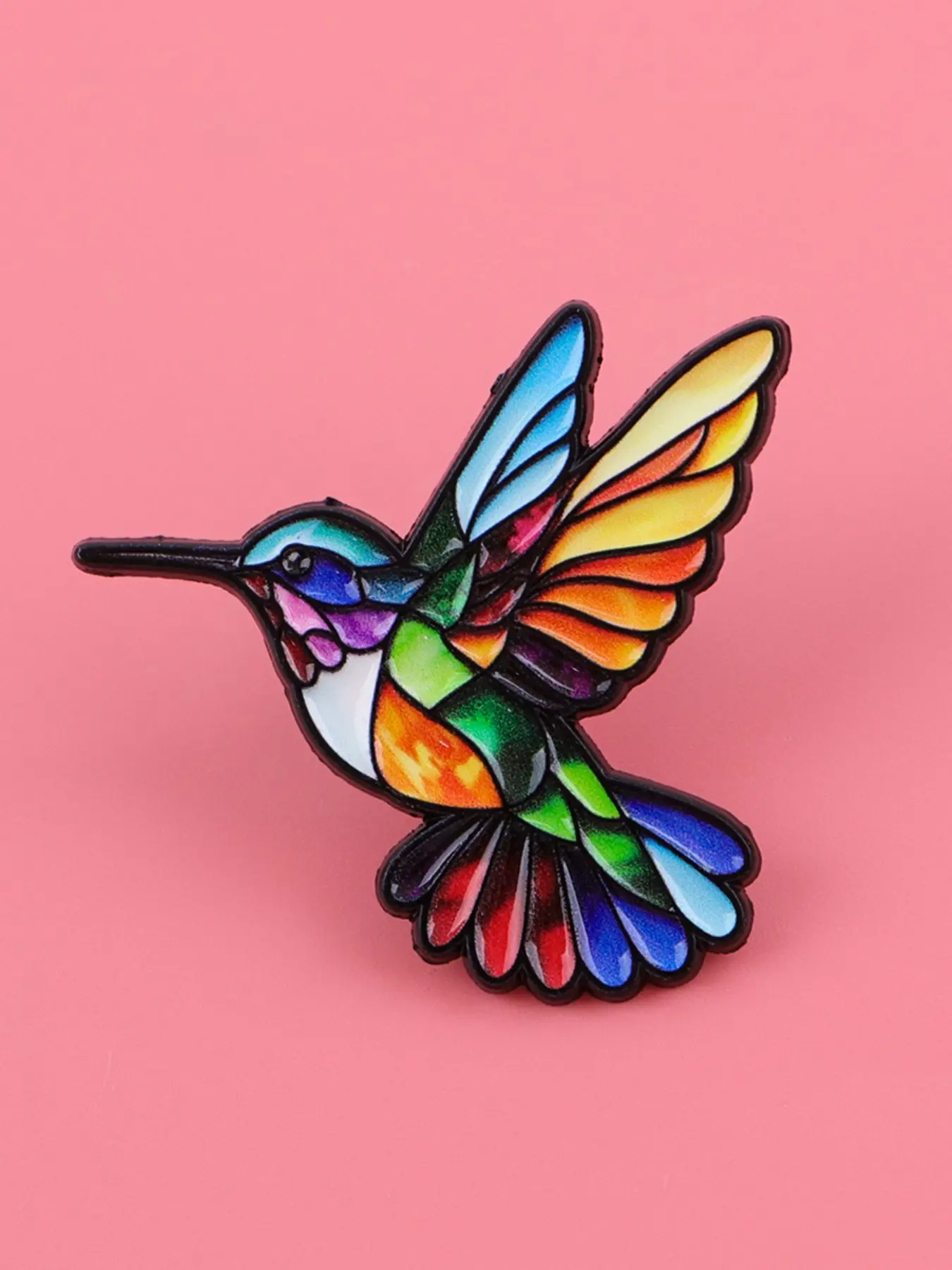 Colorful Feather Hummingbird Pin, Cute Cartoon Design, Zinc Alloy Brooch, Fashion Accessory for Backpacks, Briefcases, Clothing