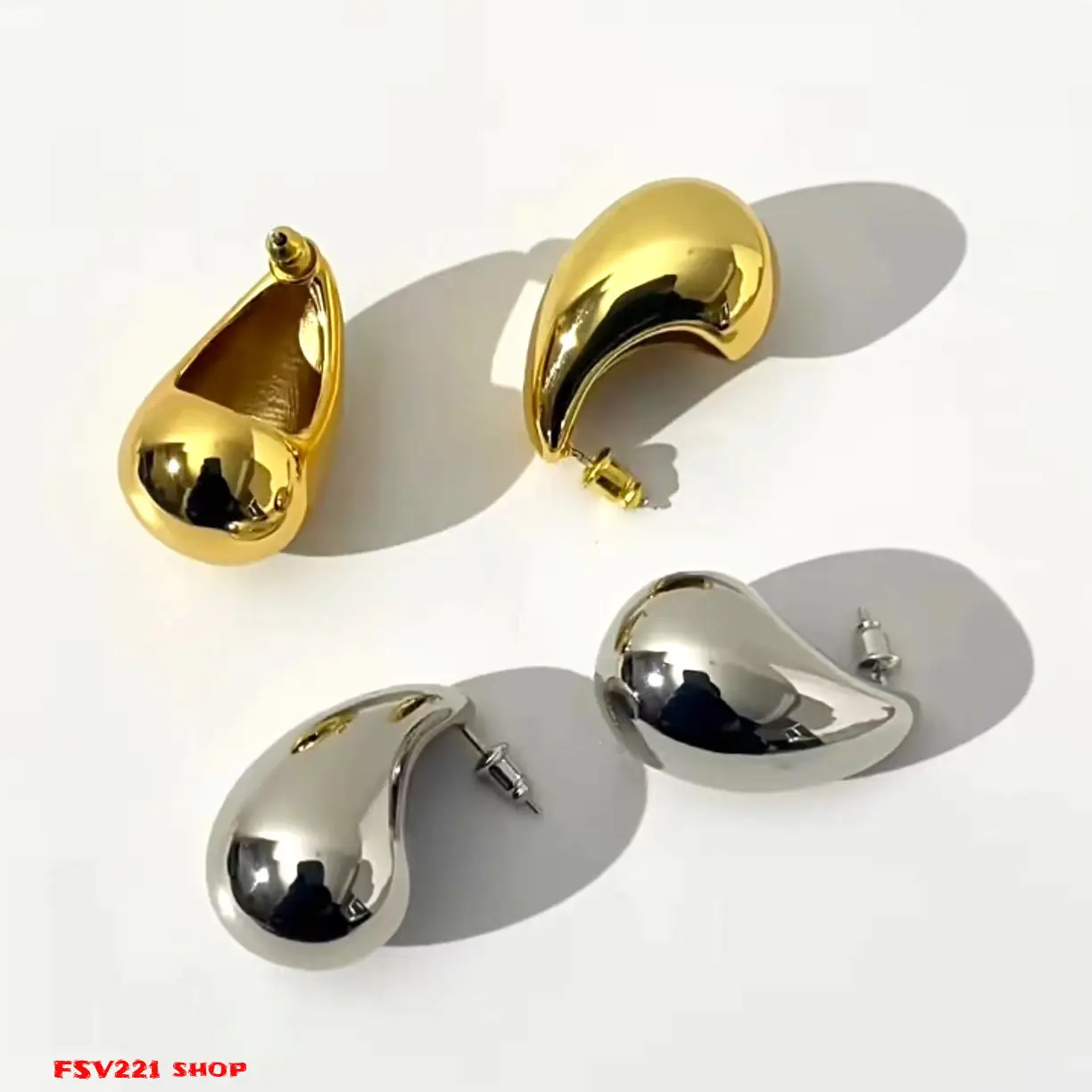 Teardrop Earrings for Women, Minimalist Polished Metal Alloy Waterdrop Design in Gold or Silver Tone, Lightweight for Everyday & Office Wear, Gold Silver Design Earrings, Gold-Tone Alloy Earrings campingessentials