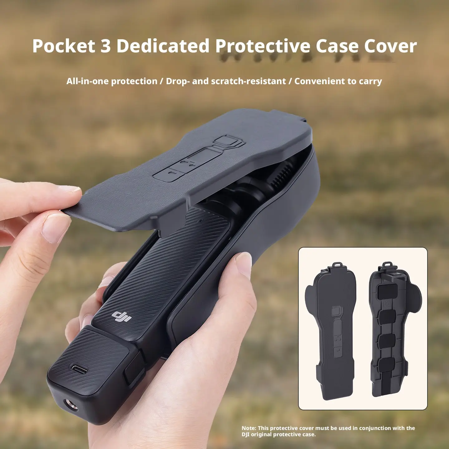 for Dji Pocket3 Protective Case, Magnetic Lens Cover, Flip Cover Stand, Shockproof, Convenient, Drop, Carry, Fits 3 Filters, Camera Accessory