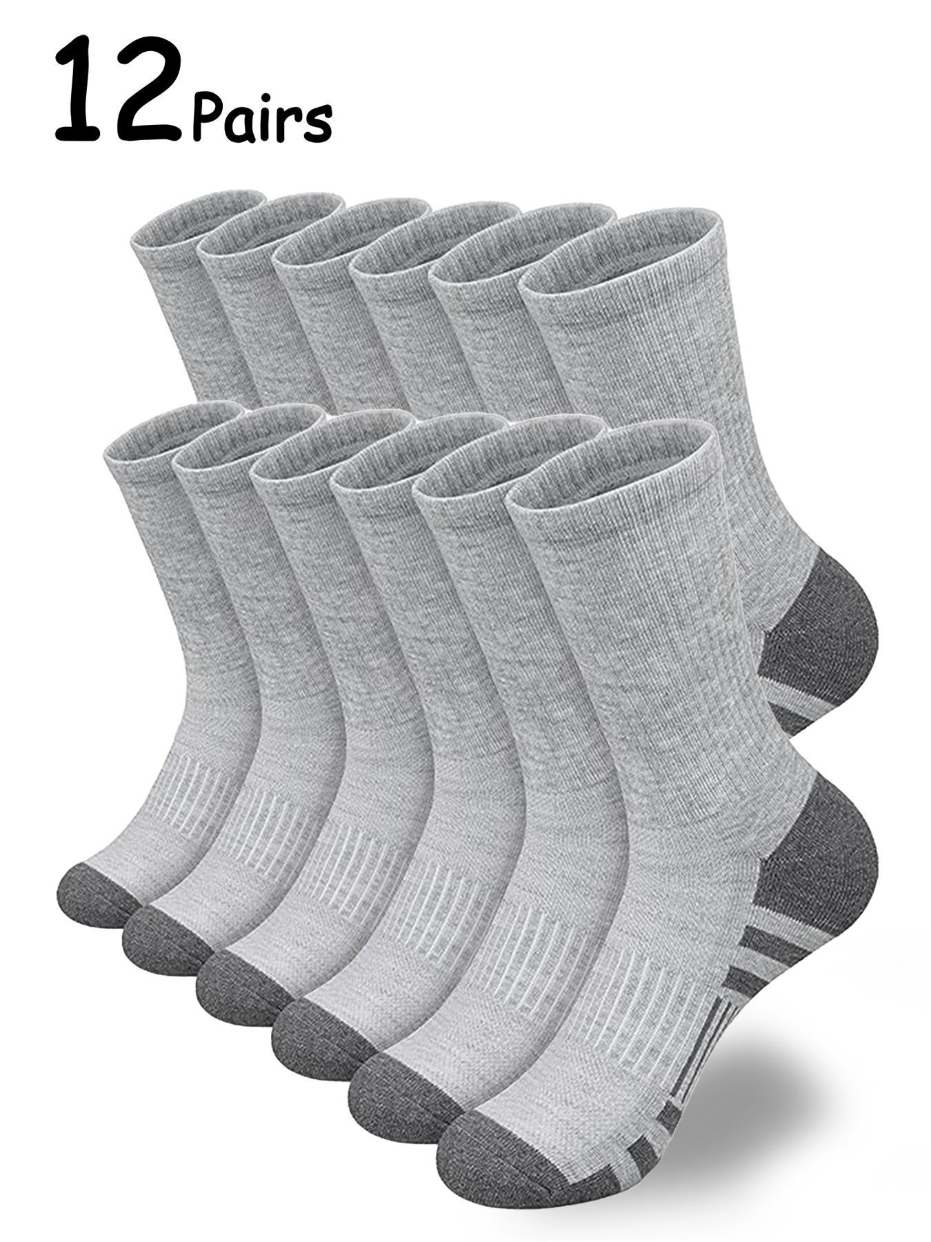 Men's 12 Pairs Colorblock Crew Socks, Casual Moisture Wicking Mid-calf Tube Socks, Soft Comfy Breathable Hosiery for All Seasons Daily Wear