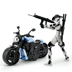 T13 Multi-Jointed Action Figure, Motorcycle and Doll Set, Assembled with Rich Gear Kit, Model Collectible, Desktop Decor, Ideal Gift