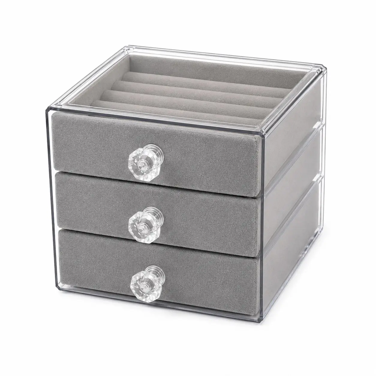Transparent Jewelry Display Box, Large Capacity Dust-Proof Anti-Oxidation, Necklace Ring Earring Organizer, Elegant Makeup Table Storage, Premium Gift