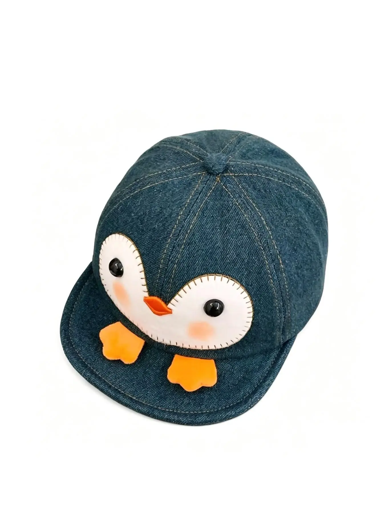 Cute Blue Cartoon Penguin Baseball Cap for Women & Teens, Adjustable Cotton Trucker Hat, Sweet Animal Embroidery Sun Hat, 1pc
