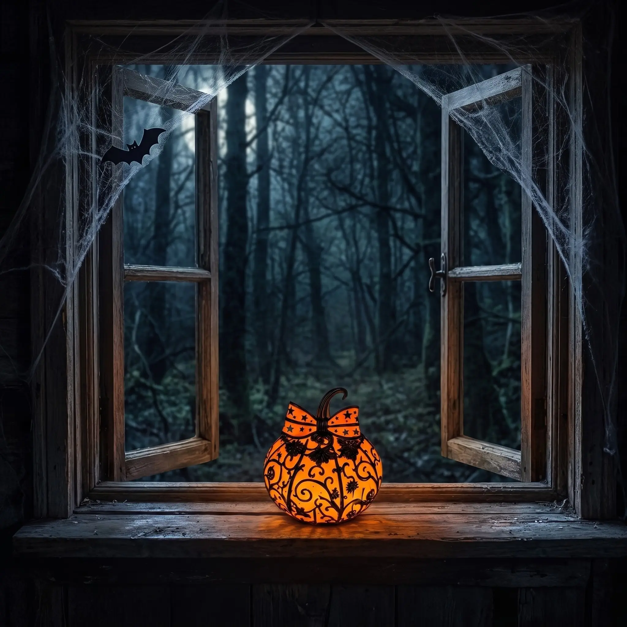 Bow Pumpkin Night Light, Retro Halloween Lantern Table Lamp, Warm Glow, Cozy Autumn Decor, Living Room, Kitchen, Desk, Seasonal Accent