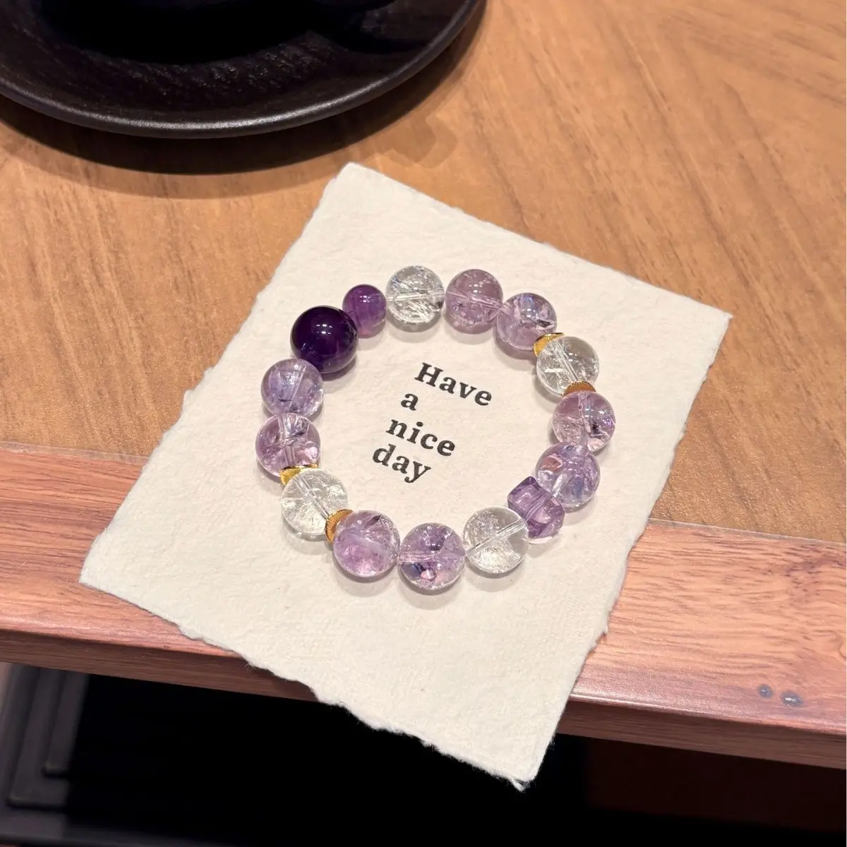 「Purple Mist Stardust」Original Purple Tone Crystal Beaded Bracelet | Amethyst & Crackle Quartz Elegant Versatile Fashion Jewelry