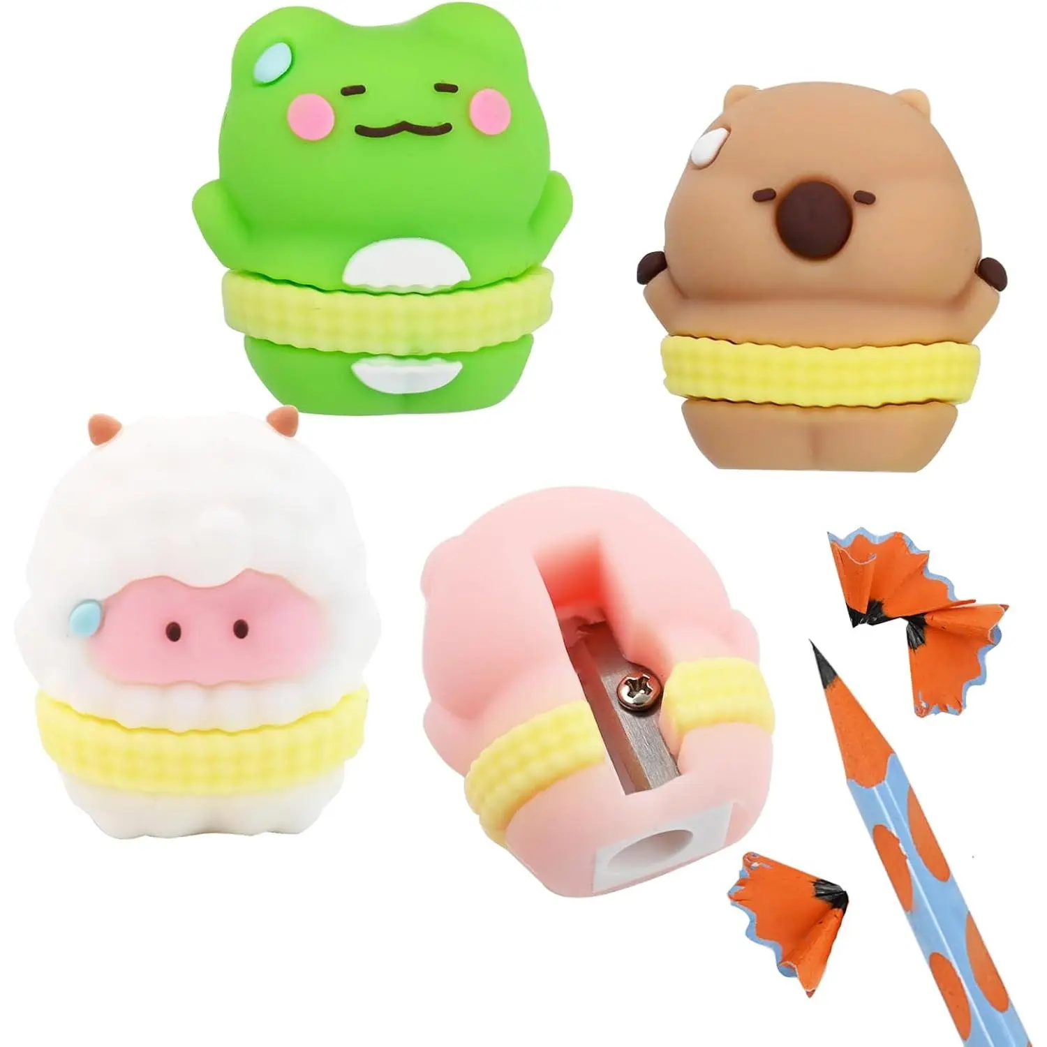 4 Pack Cute Pencil Sharpeners for , Fun Novelty Stationery (Style 2) | Manual Handheld Sharpeners for Students, Classroom, Fun Novelty School Stationery, Office Supplies