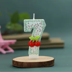 New Design Digital Candle 0-9, Leaf Cherry Birthday Party Candle, 1pc 2026 Model, Perfect for Anniversary Celebrations
