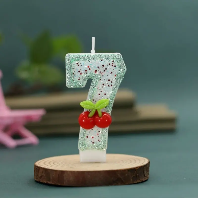 New Design Digital Candle 0-9, Leaf Cherry Birthday Party Candle, Birthday Candles, 1pc 2026 Model, Perfect for Anniversary Celebrations