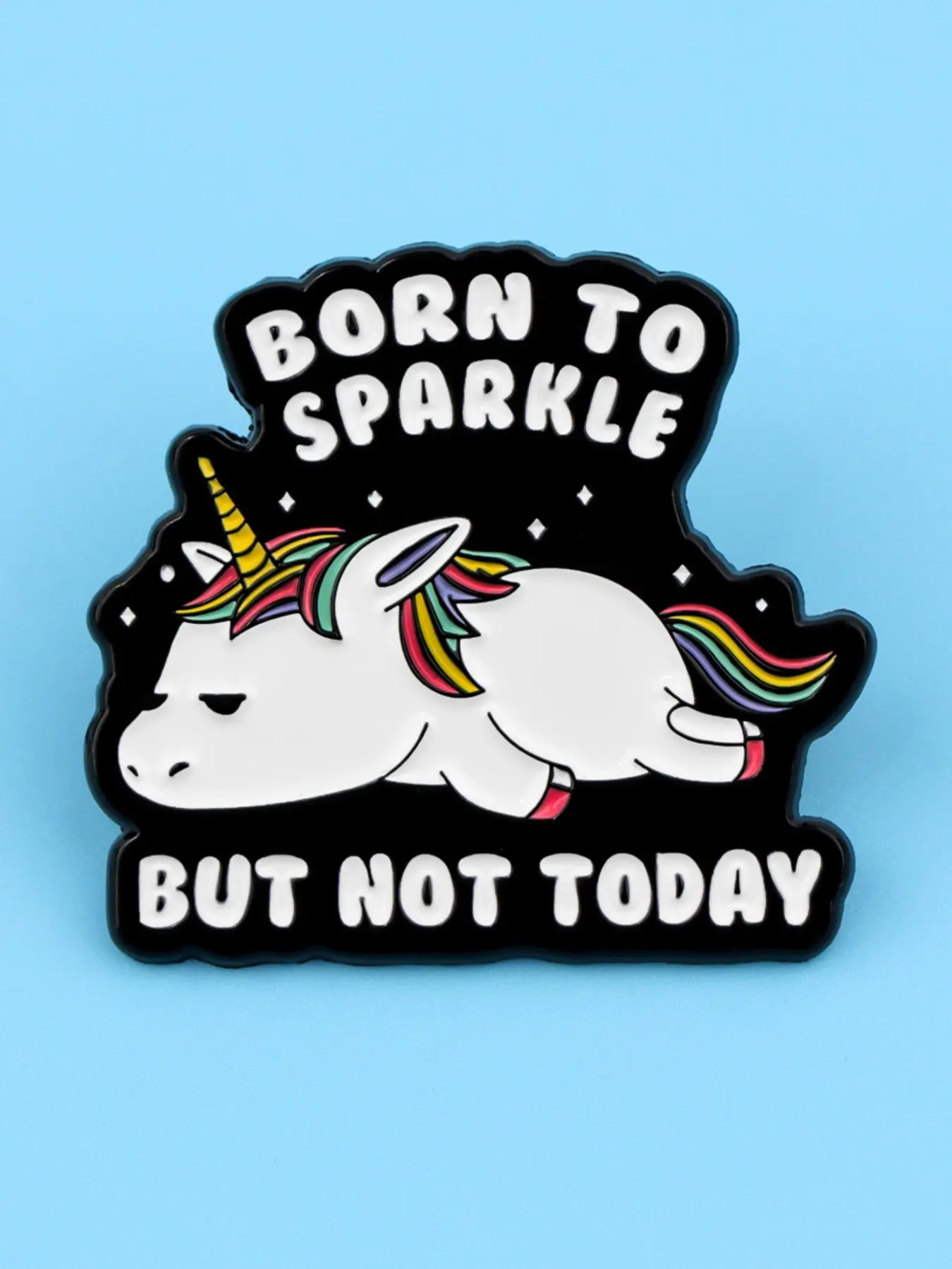 Shiny Lazy Unicorn Enamel Brooch, Humorous Animal Pin, Backpack Decoration Badge Gift, Cute Style, All Seasons, Geometric Pattern