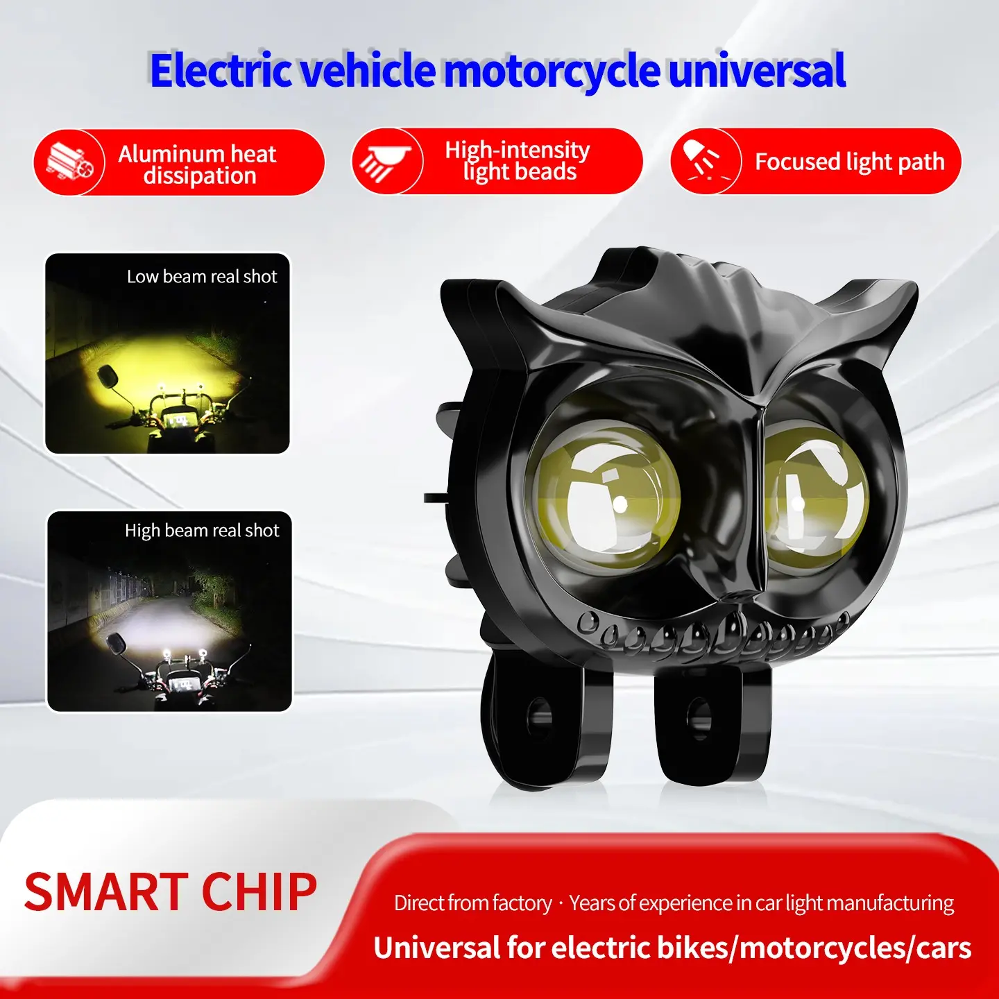 2-Pack Motorcycle LED Headlights, Scooter Auxiliary Spotlights, Car Light, Dual Function Work Lights, Front Lamp Upgrade