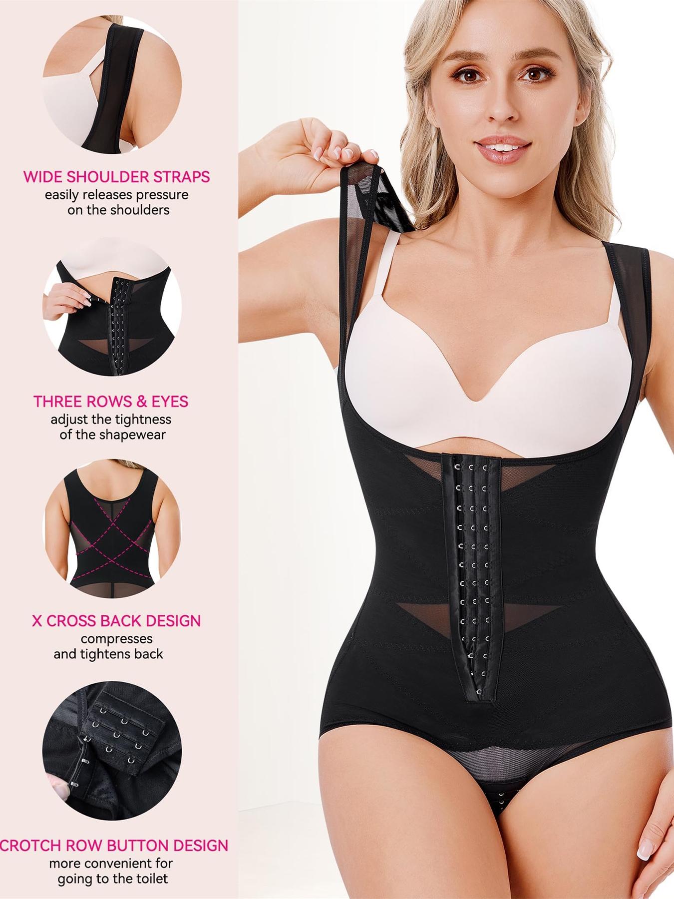 Women's Push-Up Bodysuit, Wide Shoulder Straps, Button Waist Crisscross, Breathable & Comfortable, Daily Wear & Special Occasions, Body Sculpting Garment